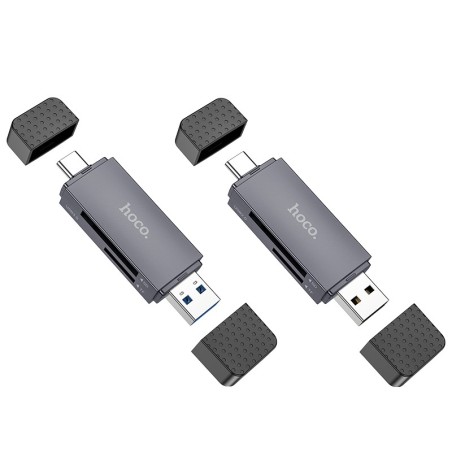 Atminties kortelių skaitytuvas Hoco HB45 USB-C/USB-A 2-in-1 USB3.0 pilkas