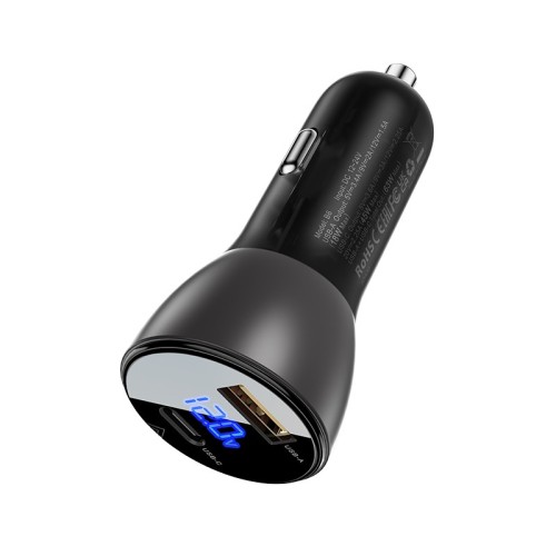 Automobilinis įkroviklis Acefast B6 63W USB-A+USB-C juodas