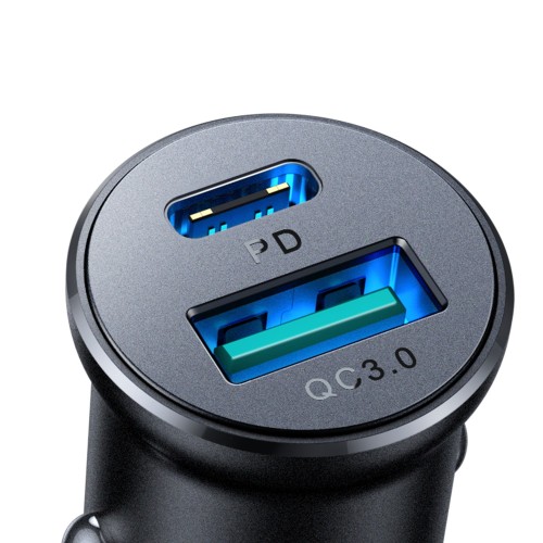 Automobilinis įkroviklis Joyroom CCN05 USB-C/USB-A 30W juodas