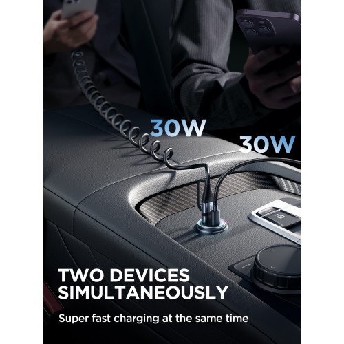 Automobilinis įkroviklis Joyroom JR-CCN04 USB-C/USB-A 60W juodas