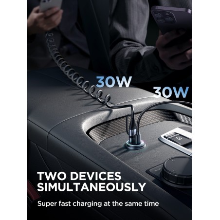 Automobilinis įkroviklis Joyroom JR-CCN04 USB-C/USB-A 60W juodas