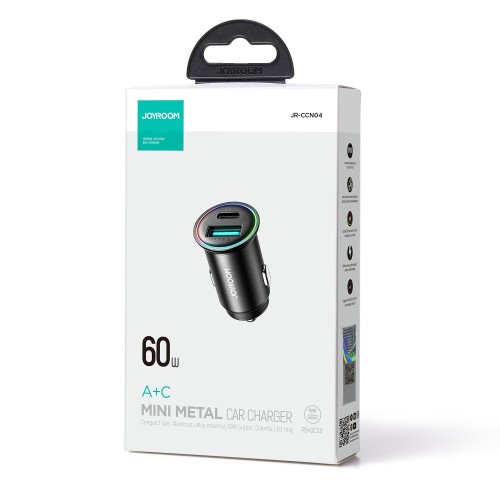 Automobilinis įkroviklis Joyroom JR-CCN04 USB-C/USB-A 60W juodas