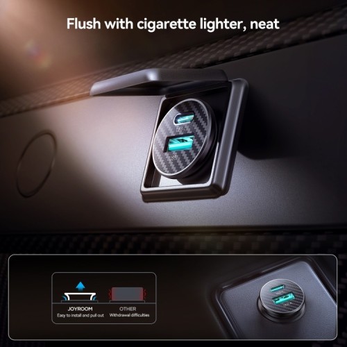 Automobilinis įkroviklis Joyroom JR-CCN16 USB-A/USB-C 15W juodas