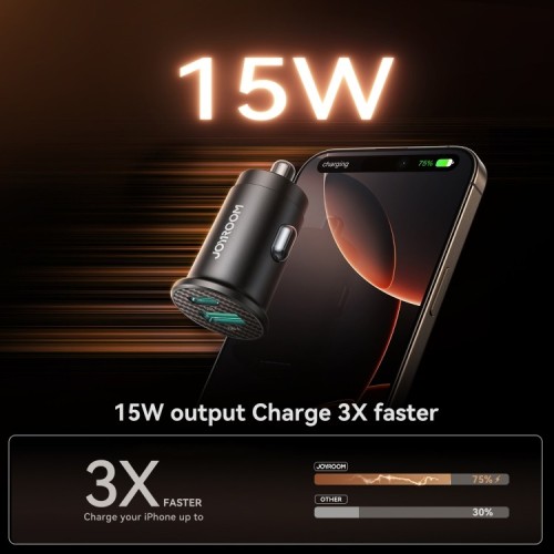 Automobilinis įkroviklis Joyroom JR-CCN16 USB-A/USB-C 15W juodas