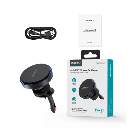 Automobilinis laikiklis-įkroviklis Choetech T205-F MagSafe 15W juodas