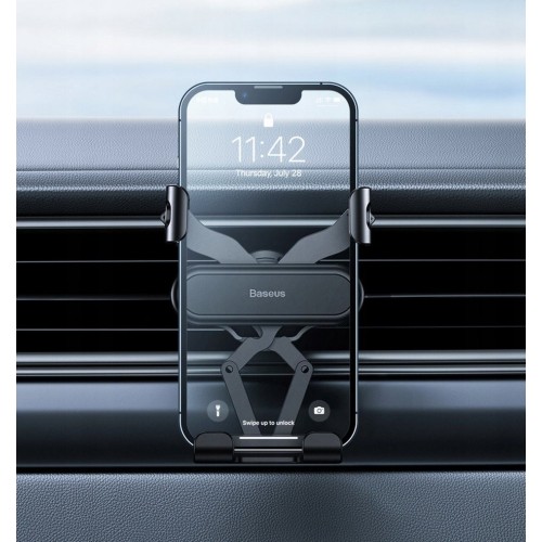 Automobilinis telefono laikiklis Baseus tvirtinamas į ventiliacijos groteles, juodas SUWX010001