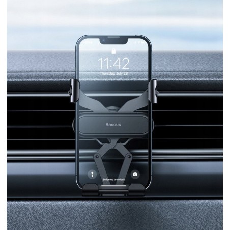 Automobilinis telefono laikiklis Baseus tvirtinamas į ventiliacijos groteles, juodas SUWX010001