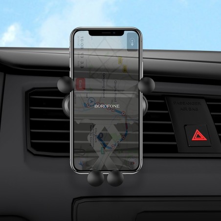 Automobilinis telefono laikiklis Borofone BH19 tvirtinamas ant ventiliacijos grotelių, juodas