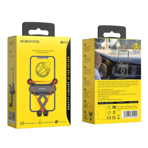 Automobilinis telefono laikiklis Borofone BH19 tvirtinamas ant ventiliacijos grotelių, juodas