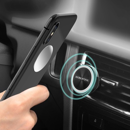 Automobilinis telefono laikiklis Borofone BH6, tvirtinamas ant ventiliacijos grotelių, magnetinis, juodas