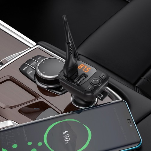 Borofone BC41 Bluetooth MP3 grotuvas/FM bangų moduliatorius (laisvų rankų įranga, microSD, QC3.0 USB-A, USB-A 5V/1A)
