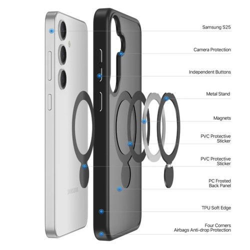 Dėklas Dux Ducis Yind With Magnetic Stand skirtas Samsung S936 S25+ juodas