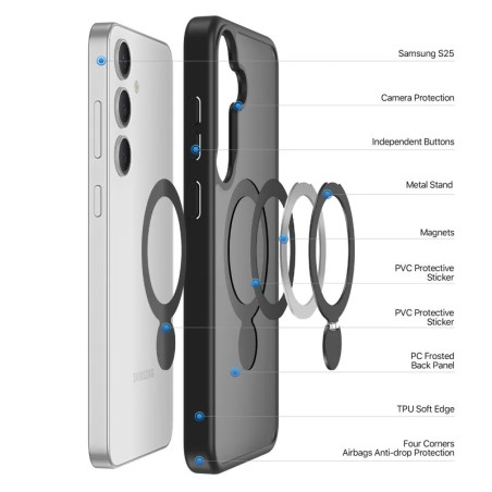 Dėklas Dux Ducis Yind With Magnetic Stand skirtas Samsung S936 S25+ juodas