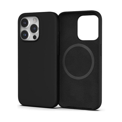 Dėklas Mag Silicone Case Apple iPhone 15 tamsiai violetinis