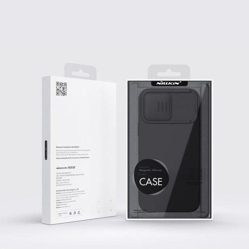 Dėklas Nillkin CamShield Silky Silicone Apple iPhone 15 Plus juodas