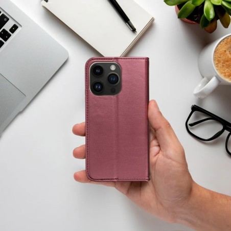 Dėklas Smart Magnetic Samsung A366 A36 5G tamsiai raudonas