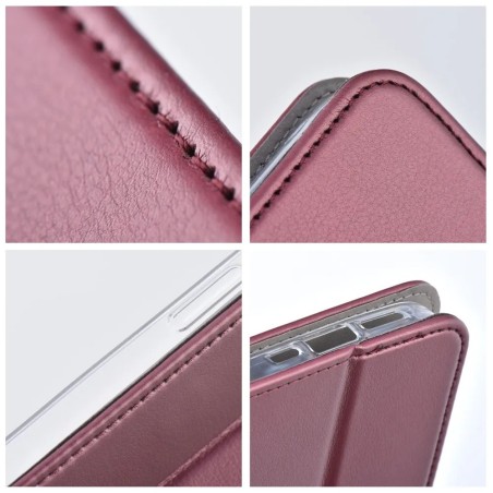 Dėklas Smart Magnetic Samsung A366 A36 5G tamsiai raudonas