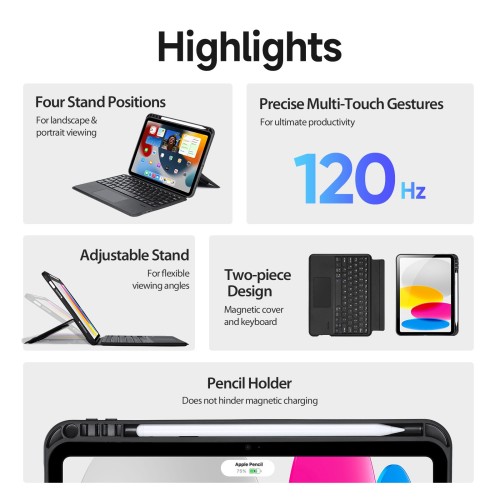 Dėklas su klaviatūra Dux Ducis DK Apple iPad 10.9 2022 juodas