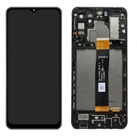 Ekranas Samsung A326 A32 5G su lietimui jautriu stikliuku ir rėmeliu originalus Awesome Black (service pack)