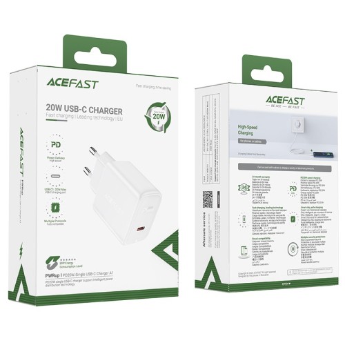 Įkroviklis Acefast A1 20W USB-C baltas