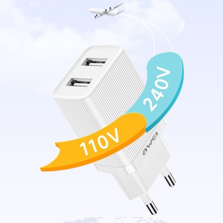 Įkroviklis Awei C15-EU 10W 2xUSB-A baltas