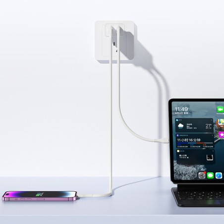 Įkroviklis Awei C15L-EU 10W 2xUSB-A + USB-A to Lightning cable 1.0m baltas