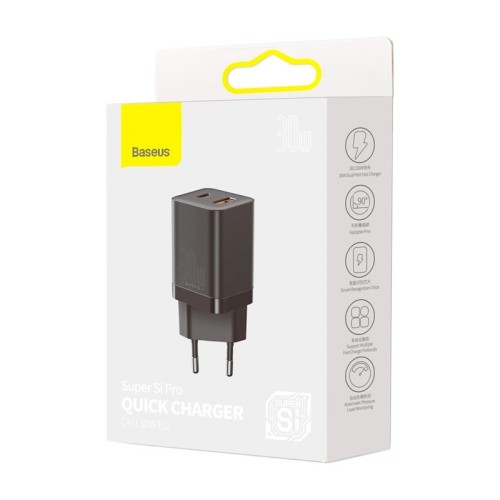 Įkroviklis Baseus Super Si Pro 30W USB-C/USB-A juodas CCSUPP-E01