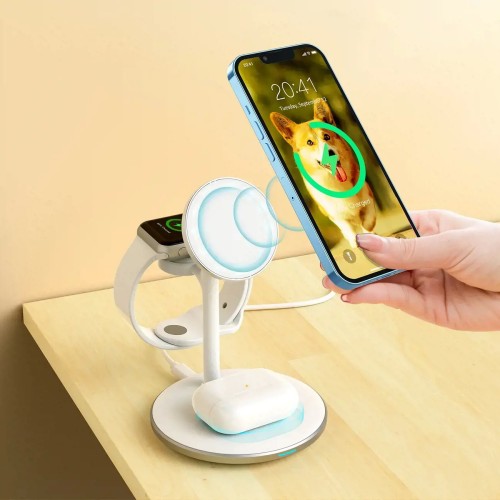 Įkroviklis belaidis Choetech T585-F 3-in-1 15W baltas