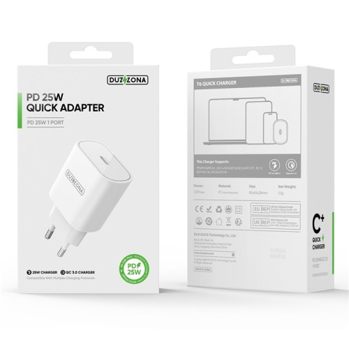 Įkroviklis DUZZONA T6 25W USB-C baltas