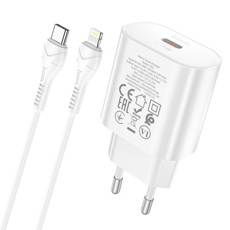 Įkroviklis Hoco N22 25W USB-C + USB-C to Lightning cable 1.0m baltas