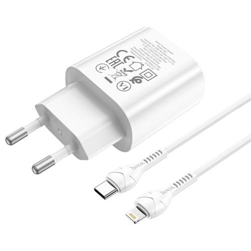 Įkroviklis Hoco N22 25W USB-C + USB-C to Lightning cable 1.0m baltas