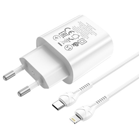 Įkroviklis Hoco N22 25W USB-C + USB-C to Lightning cable 1.0m baltas