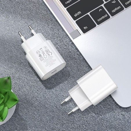 Įkroviklis Hoco N22 25W USB-C + USB-C to Lightning cable 1.0m baltas