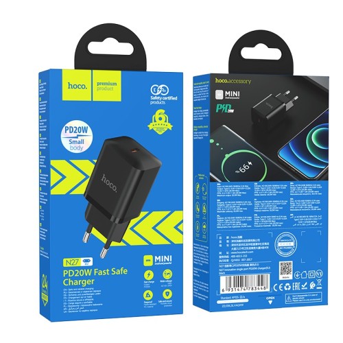 Įkroviklis Hoco N27 20W USB-C juodas