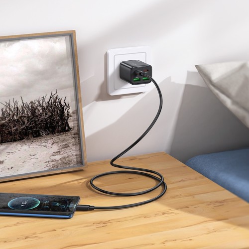 Įkroviklis Hoco N56 30W GaN 2xUSB-C/2xUSB-A juodas