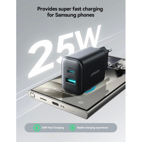 Įkroviklis Joyroom JR-TCF13 25W USB-C/USB-A juodas