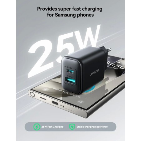 Įkroviklis Joyroom JR-TCF13 25W USB-C/USB-A juodas
