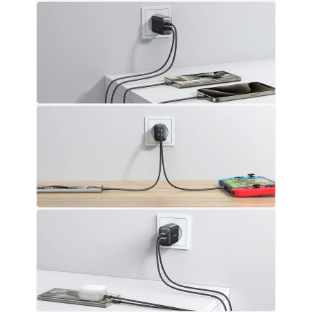 Įkroviklis Joyroom JR-TCF13 25W USB-C/USB-A juodas