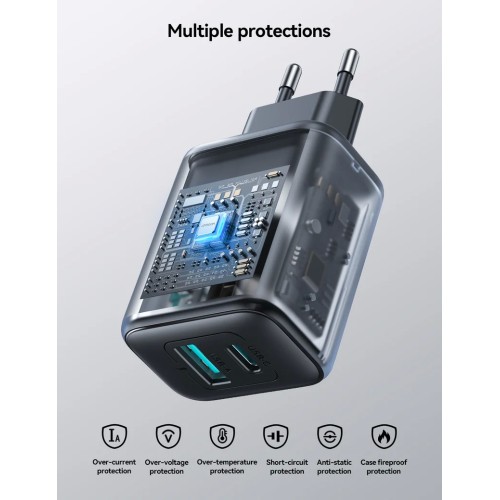Įkroviklis Joyroom JR-TCF13 25W USB-C/USB-A juodas