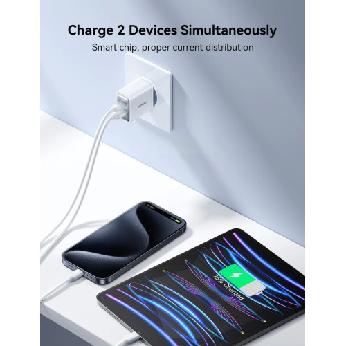 Įkroviklis Joyroom JR-TCF15 30W USB-C/USB-A baltas