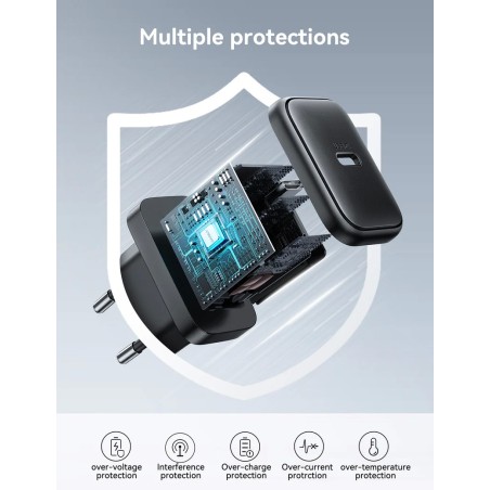 Įkroviklis Joyroom JR-TCF23 25W USB-C + USB-C to USB-C cable 1.0m juodas
