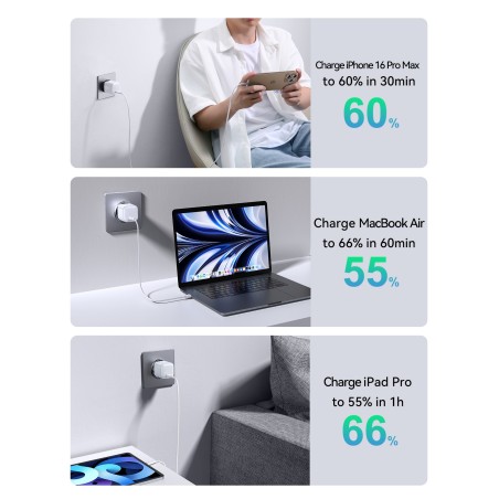 Įkroviklis Joyroom JR-TCG15 30W GaN USB-C baltas