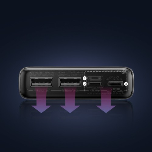 Išorinė baterija Power Bank Baseus Adaman 22.5W 20000mAh + Type-C 0.3m juoda PPAD070101
