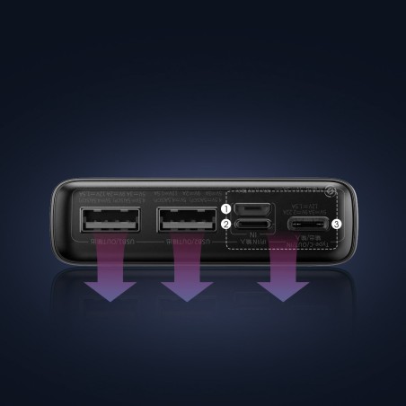 Išorinė baterija Power Bank Baseus Adaman 22.5W 20000mAh + Type-C 0.3m juoda PPAD070101