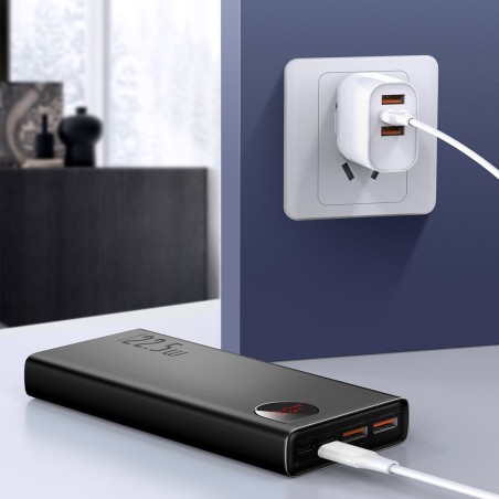 Išorinė baterija Power Bank Baseus Adaman 22.5W 20000mAh + Type-C 0.3m juoda PPAD070101