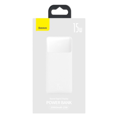 Išorinė baterija Power Bank Baseus Bipow 15W 20000mAh + MicroUSB 0.25m balta PPBD050102