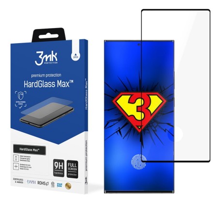 LCD apsauginis stikliukas 3mk Hard Glass Max Finger Print Samsung S908 S22 Ultra 5G juodas