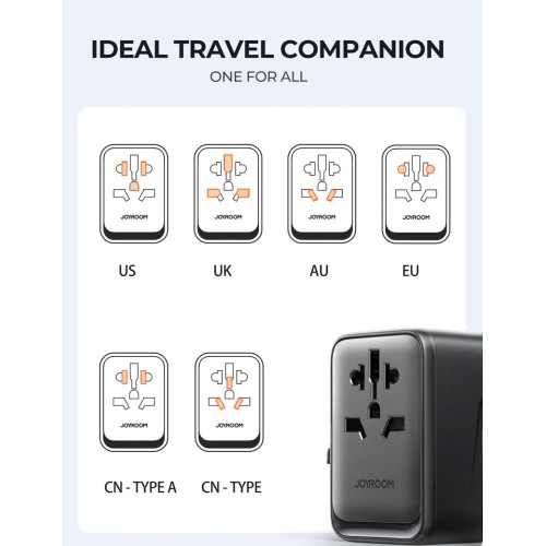 Universalus kelioninis įkroviklis Joyroom JR-TCW01 15W 3xUSB-A/USB-C juodas