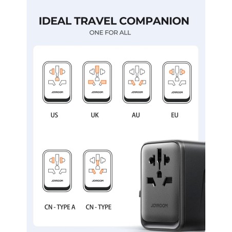 Universalus kelioninis įkroviklis Joyroom JR-TCW01 15W 3xUSB-A/USB-C juodas