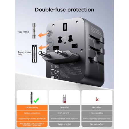 Universalus kelioninis įkroviklis Joyroom JR-TCW01 15W 3xUSB-A/USB-C juodas